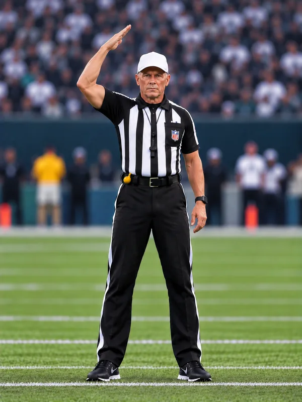 Schiedsrichter schwingt einen Arm nach vorne für Roughing the Passer